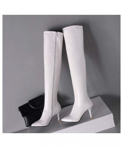 Women Fashion Stiletto Heels Long Boots 2white $25.12 Boots