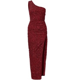 Women's One Shoulder Sexy Sleeveless Bodycon Dress Sequin High Slit Party Cocktail Long Formal Dress Red $27.92 Outdoor Shoes