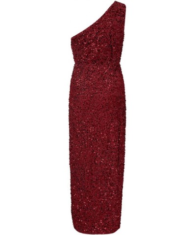 Women's One Shoulder Sexy Sleeveless Bodycon Dress Sequin High Slit Party Cocktail Long Formal Dress Red $27.92 Outdoor Shoes