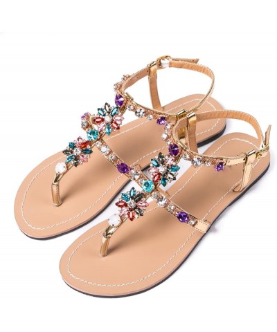 Women Summer Diamond Sandals Beach Shining Crystal Flip Flops Shoes Casual Boho T-Strap Slipper Plus Size Multicolor $26.90 S...