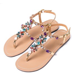 Women Summer Diamond Sandals Beach Shining Crystal Flip Flops Shoes Casual Boho T-Strap Slipper Plus Size Multicolor $26.90 S...