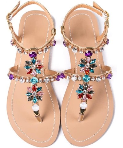 Women Summer Diamond Sandals Beach Shining Crystal Flip Flops Shoes Casual Boho T-Strap Slipper Plus Size Multicolor $26.90 S...