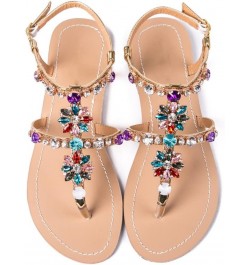 Women Summer Diamond Sandals Beach Shining Crystal Flip Flops Shoes Casual Boho T-Strap Slipper Plus Size Multicolor $26.90 S...