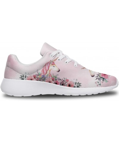 Womens Girls Pink Unicorn with Flower Shoes Lightweight Lace Up Tennis Walking Sneakers Gifts for Ladies Girl,US Size 13 Wome...