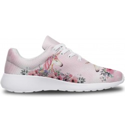 Womens Girls Pink Unicorn with Flower Shoes Lightweight Lace Up Tennis Walking Sneakers Gifts for Ladies Girl,US Size 13 Wome...