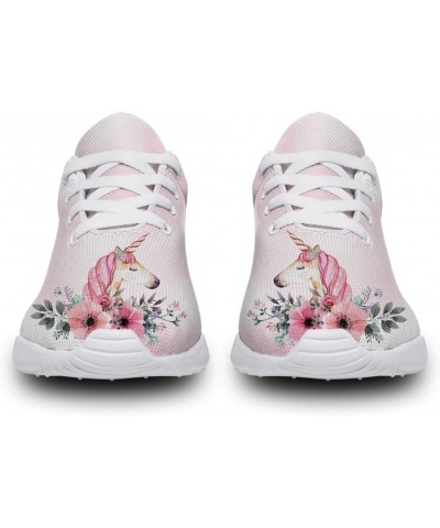 Womens Girls Pink Unicorn with Flower Shoes Lightweight Lace Up Tennis Walking Sneakers Gifts for Ladies Girl,US Size 13 Wome...