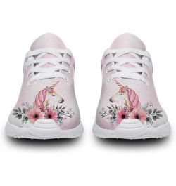 Womens Girls Pink Unicorn with Flower Shoes Lightweight Lace Up Tennis Walking Sneakers Gifts for Ladies Girl,US Size 13 Wome...