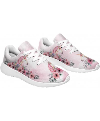 Womens Girls Pink Unicorn with Flower Shoes Lightweight Lace Up Tennis Walking Sneakers Gifts for Ladies Girl,US Size 13 Wome...