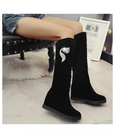 Cowboy Boots for Women Knee Boots Women's Chunky BootsPointy Zipper High Toe Side Boots for Women Low Heels Comfortable Black...