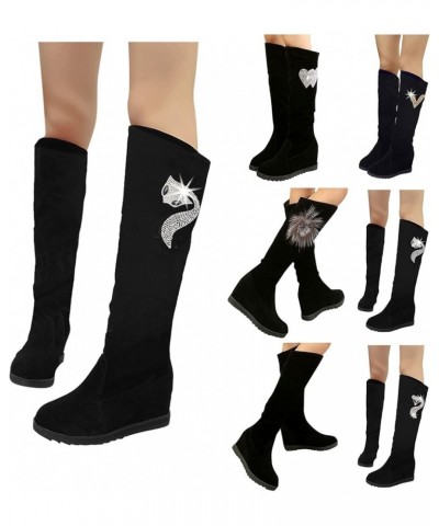 Cowboy Boots for Women Knee Boots Women's Chunky BootsPointy Zipper High Toe Side Boots for Women Low Heels Comfortable Black...