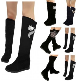 Cowboy Boots for Women Knee Boots Women's Chunky BootsPointy Zipper High Toe Side Boots for Women Low Heels Comfortable Black...