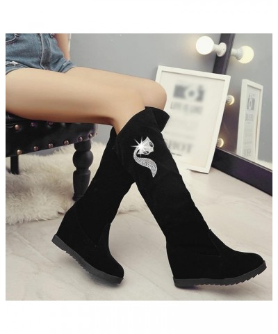 Cowboy Boots for Women Knee Boots Women's Chunky BootsPointy Zipper High Toe Side Boots for Women Low Heels Comfortable Black...