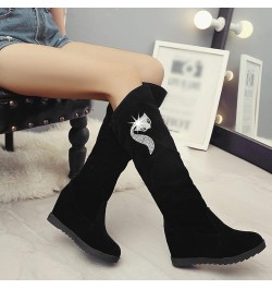 Cowboy Boots for Women Knee Boots Women's Chunky BootsPointy Zipper High Toe Side Boots for Women Low Heels Comfortable Black...