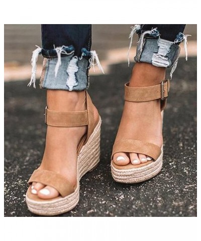 Espadrille Sandals for Women, Wedge Sandals for Women Dressy Summer Platform Chunky Heel Sandals Beach Slippers X01-brown $18...