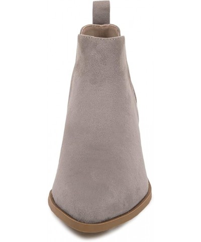 Womens Pointed Toe Ankle Boots Stacked Chunky Heel Slip on Western Low Heel Booties Taupe $25.99 Boots