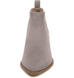 Womens Pointed Toe Ankle Boots Stacked Chunky Heel Slip on Western Low Heel Booties Taupe $25.99 Boots