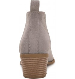 Womens Pointed Toe Ankle Boots Stacked Chunky Heel Slip on Western Low Heel Booties Taupe $25.99 Boots