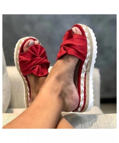 Womens Flat Sandals Lightweight Non Slip Flip Flops Casual Open Toe Slides Indoor Outdoor Beach Slippers Shoes T4a-red $13.44...