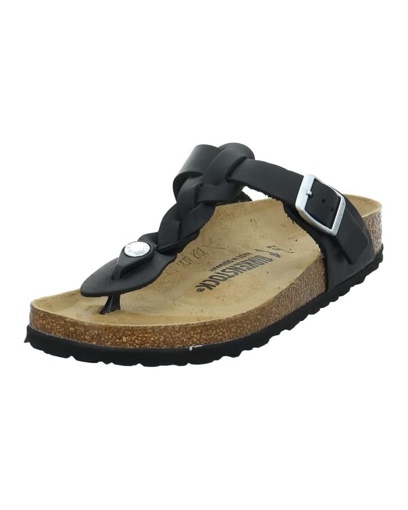 Women's Flip Flops Oiled Leather Black $91.56 Sandals