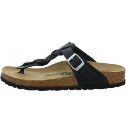 Women's Flip Flops Oiled Leather Black $91.56 Sandals