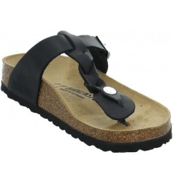 Women's Flip Flops Oiled Leather Black $91.56 Sandals