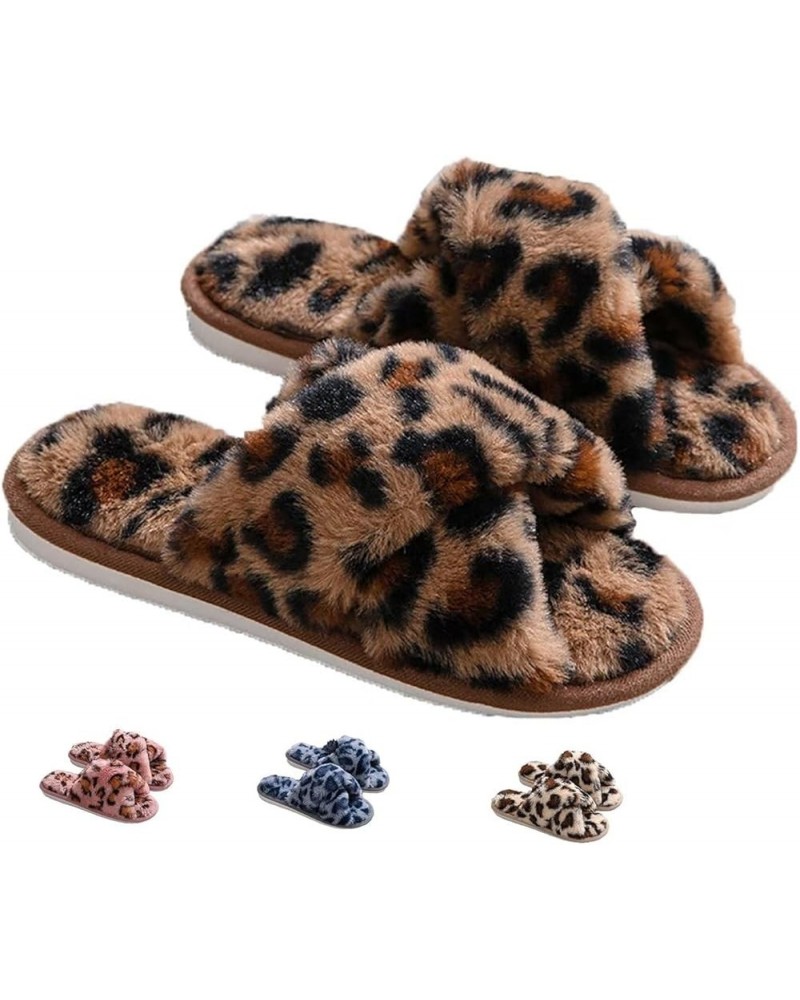 Women's Thick Bottom Slipper Cross Band Slippers Cozy Furry Fuzzy Slippers Open Toe Fluffy Indoor Shoes Outdoor Slip on Warm ...