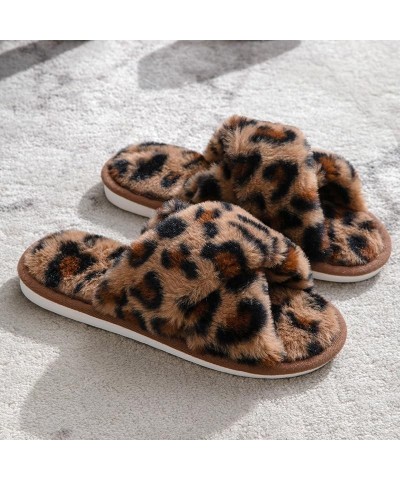 Women's Thick Bottom Slipper Cross Band Slippers Cozy Furry Fuzzy Slippers Open Toe Fluffy Indoor Shoes Outdoor Slip on Warm ...