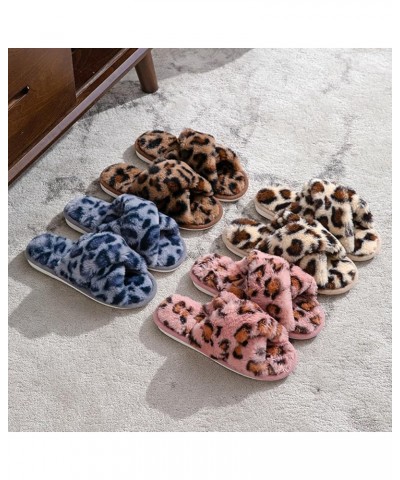 Women's Thick Bottom Slipper Cross Band Slippers Cozy Furry Fuzzy Slippers Open Toe Fluffy Indoor Shoes Outdoor Slip on Warm ...