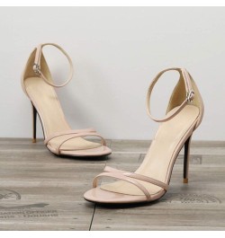 Fashion Sandals Women Thin High Heels Ankle Strap Summer Shoes Nude $26.45 Sandals