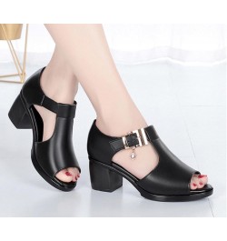 Fish Mouth Sandals Women 2021 Summer Roman Women's Thick Heel Sandals Comfortable and Versatile Women's Sandals Black 6 Black...