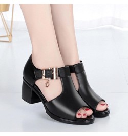 Fish Mouth Sandals Women 2021 Summer Roman Women's Thick Heel Sandals Comfortable and Versatile Women's Sandals Black 6 Black...