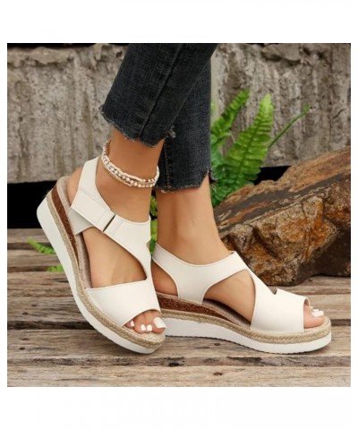 Grishay Shoes Womens, Women's Thick-Soled Buckle Wedge Sandals, Grishay Women's Ultra-Comfy Sandals White $16.82 Sandals