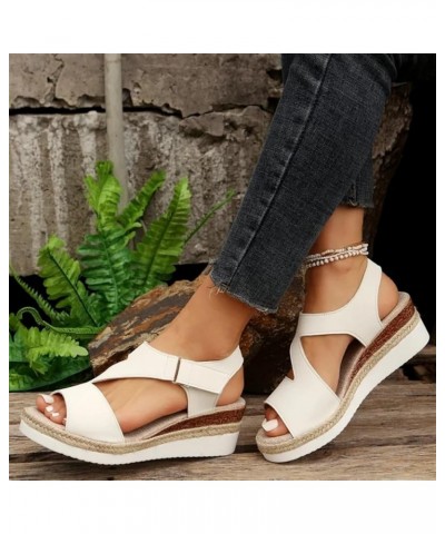 Grishay Shoes Womens, Women's Thick-Soled Buckle Wedge Sandals, Grishay Women's Ultra-Comfy Sandals White $16.82 Sandals