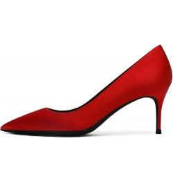 Women Wide Mid Heels Pumps for Wedding Party office Satin Pump Shoes Red $25.64 Pumps