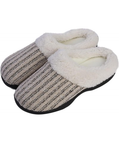 Women's House Slippers Knit Fleece Lined Cozy Clog House Shoes Cream $14.49 Slippers