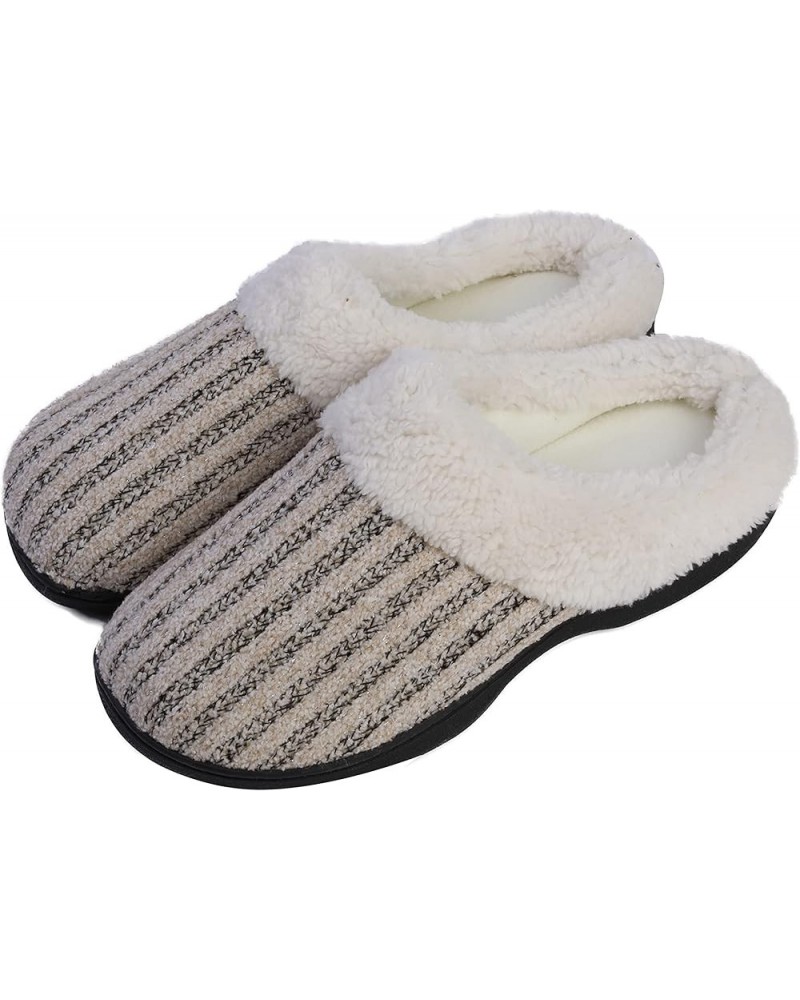 Women's House Slippers Knit Fleece Lined Cozy Clog House Shoes Cream $14.49 Slippers