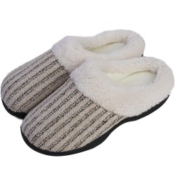 Women's House Slippers Knit Fleece Lined Cozy Clog House Shoes Cream $14.49 Slippers