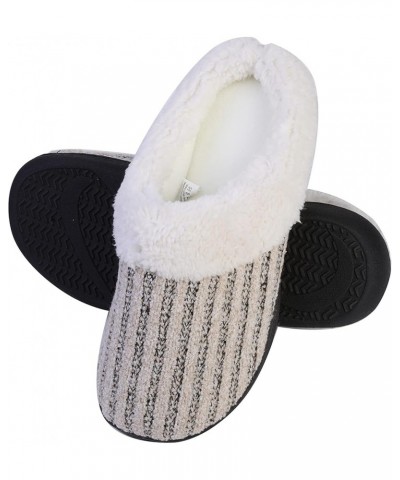 Women's House Slippers Knit Fleece Lined Cozy Clog House Shoes Cream $14.49 Slippers