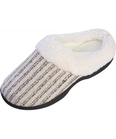 Women's House Slippers Knit Fleece Lined Cozy Clog House Shoes Cream $14.49 Slippers