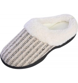 Women's House Slippers Knit Fleece Lined Cozy Clog House Shoes Cream $14.49 Slippers