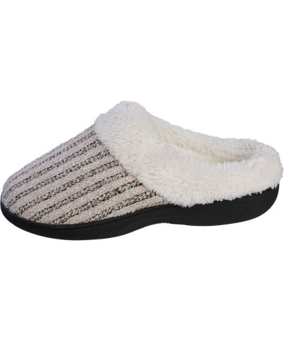 Women's House Slippers Knit Fleece Lined Cozy Clog House Shoes Cream $14.49 Slippers