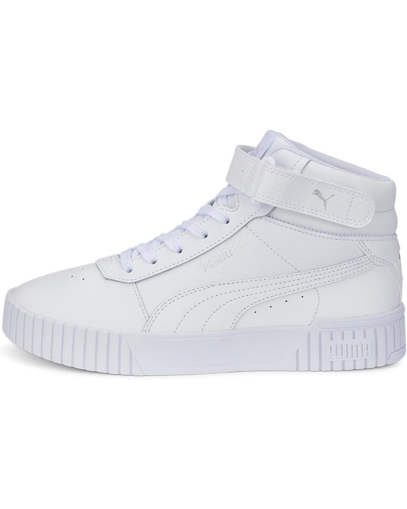 Women's Mid-Top Sneaker White White Silver $41.99 Fashion Sneakers