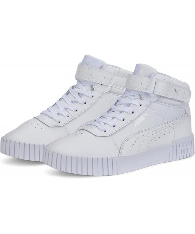 Women's Mid-Top Sneaker White White Silver $41.99 Fashion Sneakers