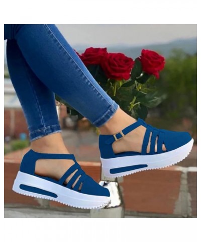 Women's Platform & Wedge Sandals,Espadrilles Wedge Sandals Closed Toe Ankle Strap Braided High Heeled Sandals For Women Summe...