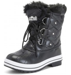 Products Womens Snow Boot Quilted Short Winter Snow Rain Warm Waterproof Boots Black Leather $26.99 Outdoor Shoes