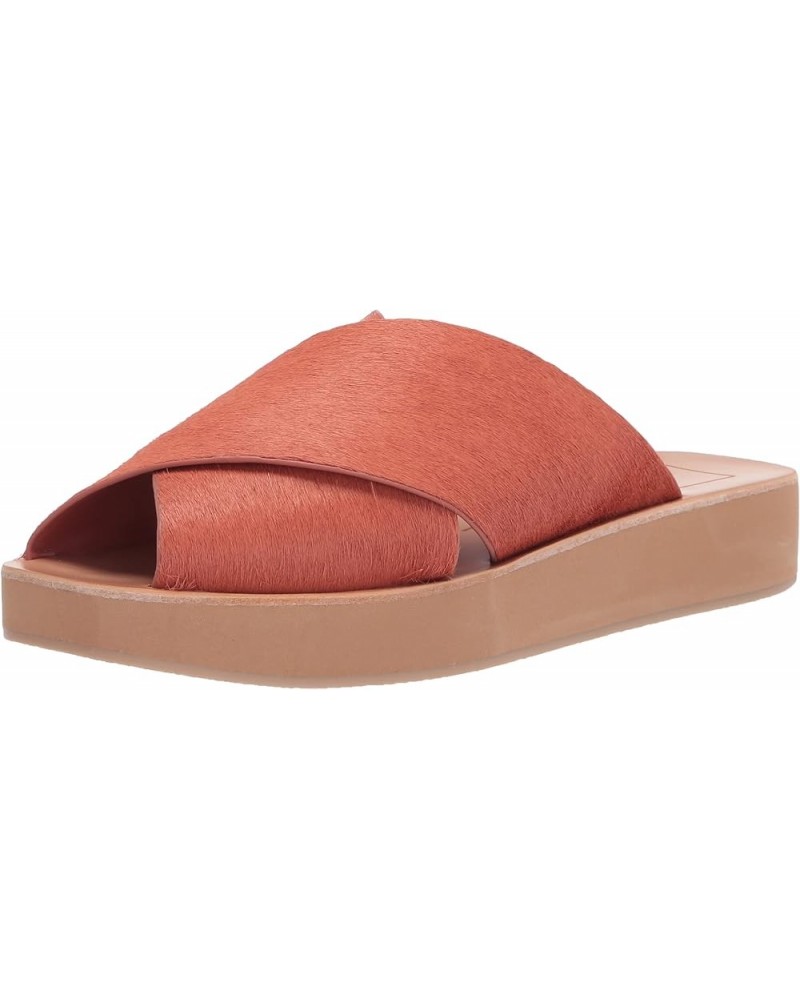 Women's Poira Slide Sandal Rust Calf Hair $29.03 Sandals