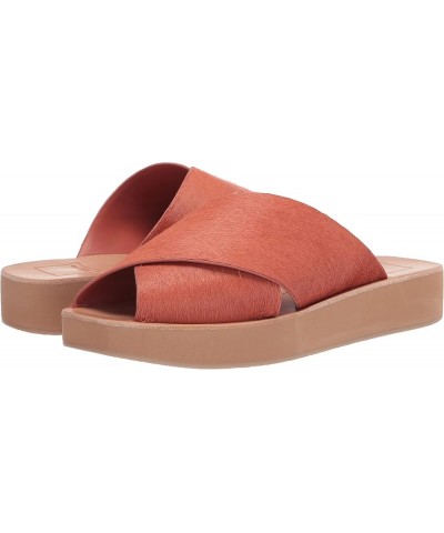 Women's Poira Slide Sandal Rust Calf Hair $29.03 Sandals