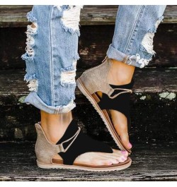 Platform Sandals Women Summer Clip-Toe Shoes Zipper Comfy Sandals Flats Lady Casual Beach Sandals 8.8 Black $14.88 Sandals