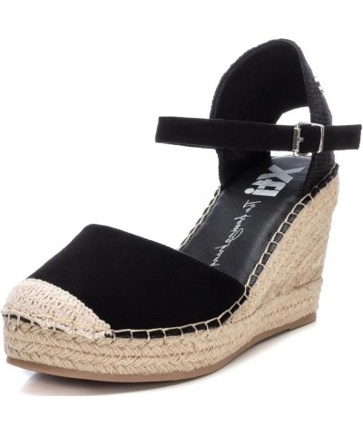 Women's Modern Espadrille Wedge Sandal Black White $49.82 Sandals