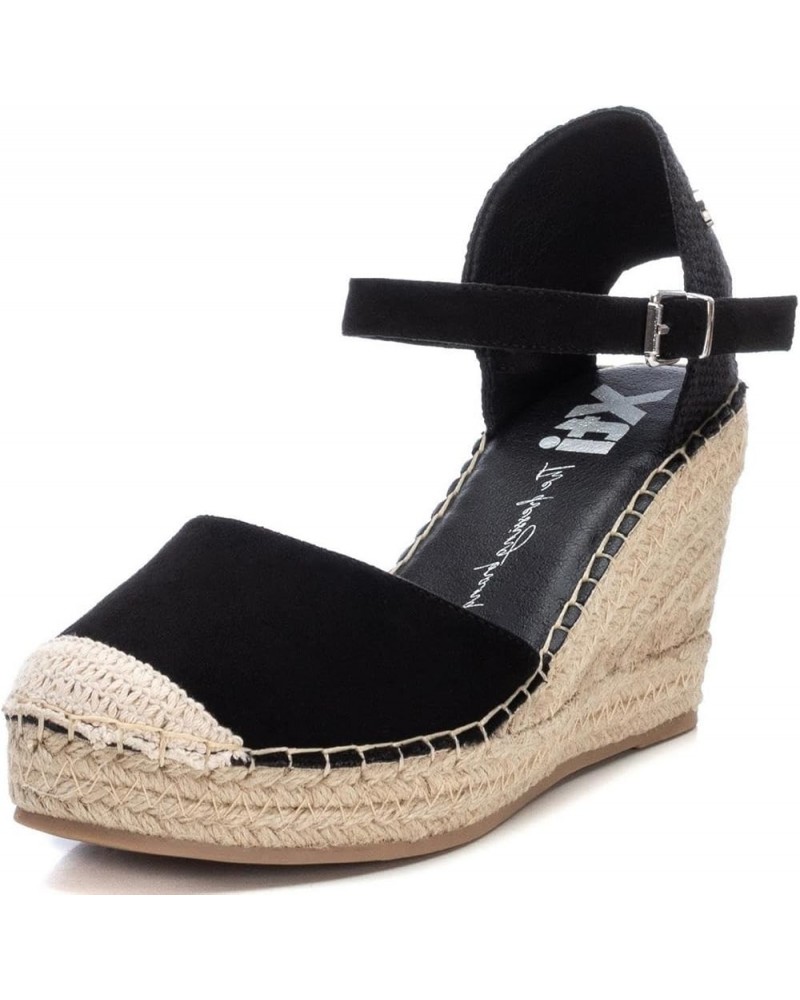 Women's Modern Espadrille Wedge Sandal Black White $49.82 Sandals